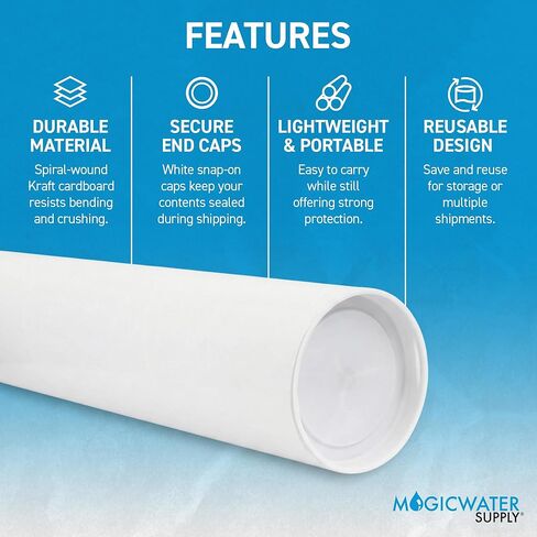 MagicWater Supply Mailing Tube - 1.5 in x 9 in - White - 10 Pack - for Shipping and Storage of Posters, Arts, Crafts, and Documents in Saudi Arabia