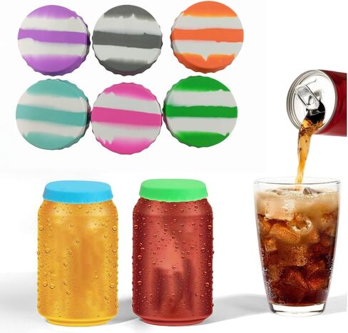 Silicone Can Covers for Soda Reusable Soda Can Lids To Keep Carbonation Coke Beer Caps Savers for Standard Cans​ Hat 6-pack Round Button 01 in Saudi Arabia