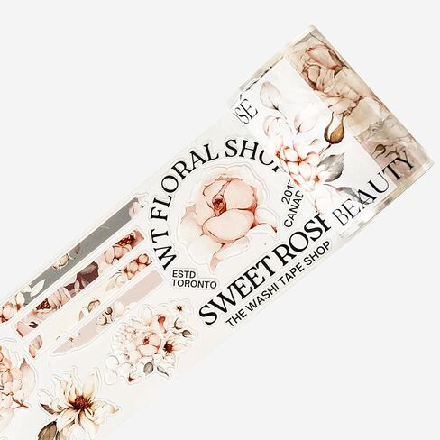 WT Pre-Cut Sweet Rosé Wide Washi Tape, Single Roll, Original Designs, Dreamy Rose Motifs & Subtle Handwritten Accents, Decorative Japanese Paper Tape for Journaling, Scrapbooking, Planner, DIY Crafts in Kuwait