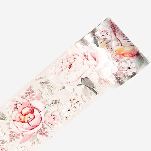 WT Pre-Cut Sweet Rosé Wide Washi Tape, Single Roll, Original Designs, Dreamy Rose Motifs & Subtle Handwritten Accents, Decorative Japanese Paper Tape for Journaling, Scrapbooking, Planner, DIY Crafts in Kuwait