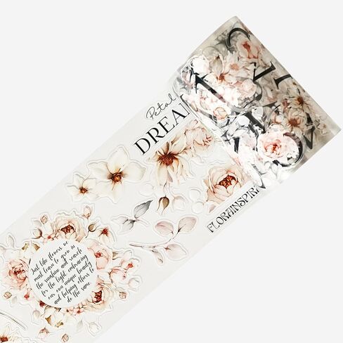 WT Pre-Cut Sweet Rosé Wide Washi Tape, Single Roll, Original Designs, Dreamy Rose Motifs & Subtle Handwritten Accents, Decorative Japanese Paper Tape for Journaling, Scrapbooking, Planner, DIY Crafts in Kuwait