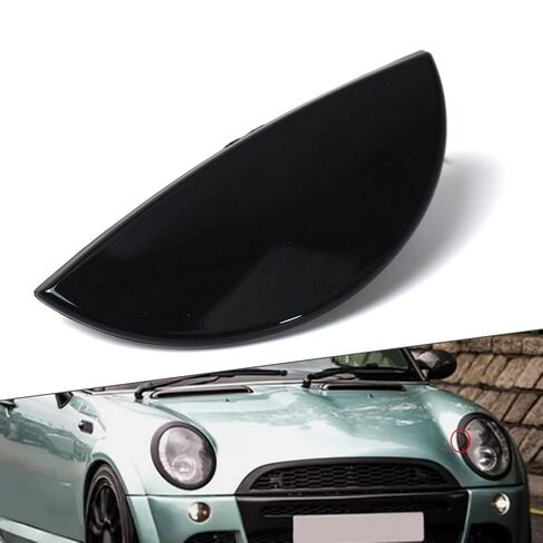 6312922155 Front Tow Cover Nozzle Cap Headlight Washer Covers 1 Pc for Mini R50 R52 R53 01-06 ABS Glossy Black Left in Saudi Arabia