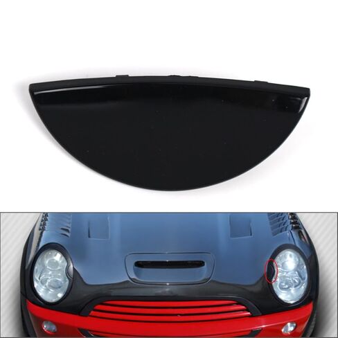 6312922155 Front Tow Cover Nozzle Cap Headlight Washer Covers 1 Pc for Mini R50 R52 R53 01-06 ABS Glossy Black Left in Saudi Arabia