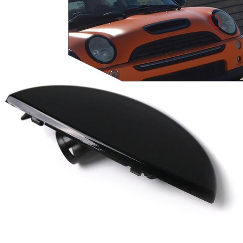 6312922155 Front Tow Cover Nozzle Cap Headlight Washer Covers 1 Pc for Mini R50 R52 R53 01-06 ABS Glossy Black Left in Saudi Arabia
