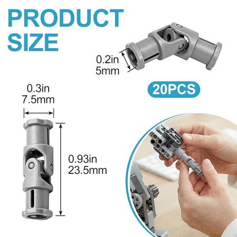 20pcs Grey Universal U Joint 3L Lot Pack, Joints Connectors Robot Parts, Technical Compatible Connectors Parts for Robotics Motors Advanced Building in Kuwait