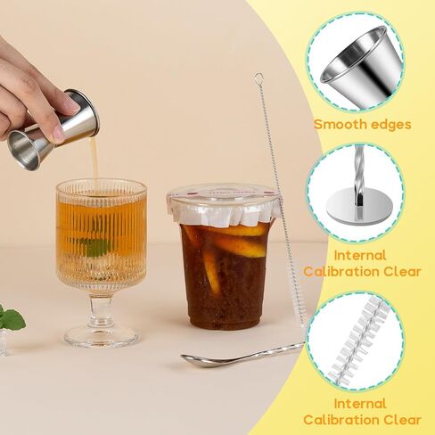 ZPUFAW 5Pcs Set Straw Puncher for Lemonade Plastic Lids Cups with Muddler, Bar Spoon, Jigger, 304 Stainless Steel Straw Hole Puncher in Kuwait