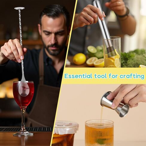 ZPUFAW 5Pcs Set Straw Puncher for Lemonade Plastic Lids Cups with Muddler, Bar Spoon, Jigger, 304 Stainless Steel Straw Hole Puncher in Kuwait