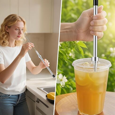 ZPUFAW 5Pcs Set Straw Puncher for Lemonade Plastic Lids Cups with Muddler, Bar Spoon, Jigger, 304 Stainless Steel Straw Hole Puncher in Kuwait