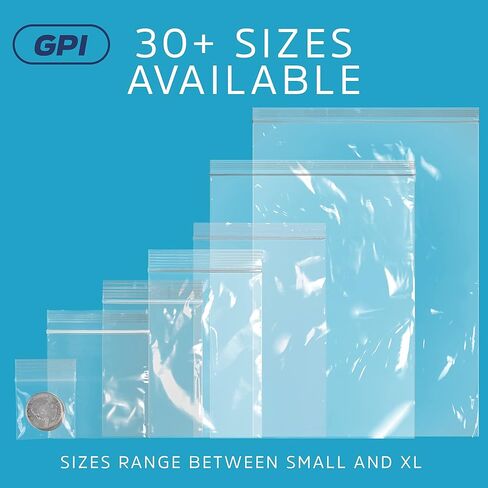 GPI - 7" x 7" Zip Bags, Clear Plastic Reclosable Zipper Baggies with Resealable Zip Top Lock for Sandwiches, Food Storage, Craft & Office Supplies & Toys. 2 Mil Thick. 100 Count in Kuwait
