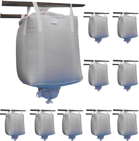 أكياس FIBC السائبة مقاس 35 بوصة × 35 بوصة × 43 بوصة، 10 عبوات - سعة شديدة التحمل 2200 رطل، قمة واق من المطر وأسفل صنبور، قماش مثبت بالأشعة فوق البنفسجية - أكياس تخزين ونقل صناعية للحبوب والقهوة والكريات البلاستيكية in Kuwait