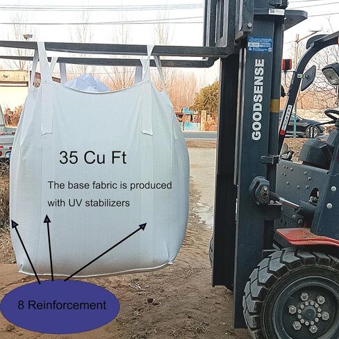 أكياس FIBC السائبة مقاس 35 بوصة × 35 بوصة × 43 بوصة، 10 عبوات - سعة شديدة التحمل 2200 رطل، قمة واق من المطر وأسفل صنبور، قماش مثبت بالأشعة فوق البنفسجية - أكياس تخزين ونقل صناعية للحبوب والقهوة والكريات البلاستيكية in Kuwait