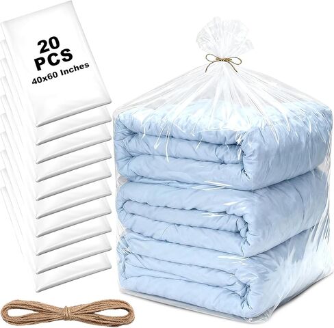 40 Pcs Large Clear Plastic Bags 30 x 40 Inches Clear Plastic Flat Poly Bags 1.4 Mil for Clothing Merchandise, Food, Proving Bread, Dough, Clothes Packaging, Storage in Saudi Arabia