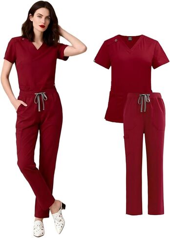 فتيل الرطوبة القصيرة الأكمام الدعك مجموعة للممرضات والأحجام m-xxl ، 5 ألوان لاختيارك in Kuwait