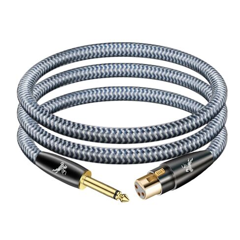 1/4" TS to XLR Female Cable 1M/3.2ft - 24K Gold Plated, OCC Copper, Braided Jacket - Unbalanced Instrument Cable for Guitar/Bass to Mixer/Audio Interface in Kuwait