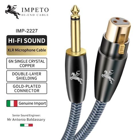1/4" TS to XLR Female Cable 1M/3.2ft - 24K Gold Plated, OCC Copper, Braided Jacket - Unbalanced Instrument Cable for Guitar/Bass to Mixer/Audio Interface in Saudi Arabia