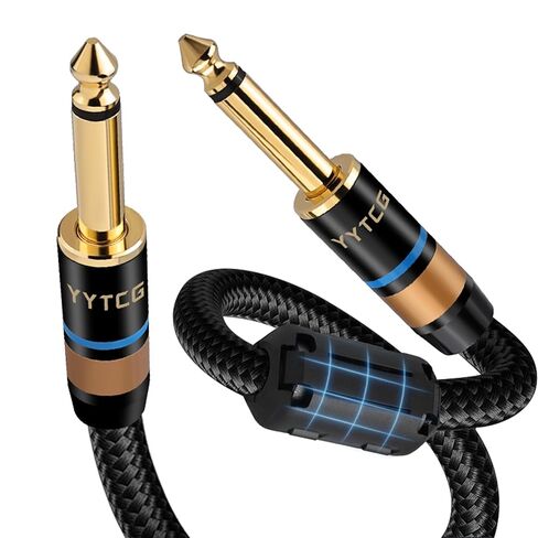 كابل جيتار 18AWG OFC ربع بوصة، قابس مطلي بالذهب عيار 24 قيراط محمي رباعي الفريت، سلك أمبير جيتار كهربائي مجدول عالي التحمل للموسيقيين وعشاق الموسيقى (16.40 قدم/5 متر) in Kuwait