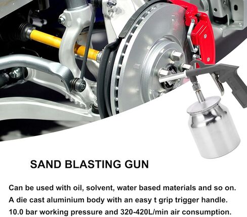 Hilitand Sandblaster Sandblasting Tool Sandblaster Kit with 750CC Aluminium Pot 10.0bar Working Pressure for Glass Sanding Rust Removal Coating in Saudi Arabia