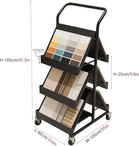 Rolling Tile Sample Rack cart on Wheels, Retail/Home Improvement Stores Display Stand for Cabinet Doors, Stone, Marble, Wood & Aluminum Panels, L-60cm(23.6inch) in Saudi Arabia