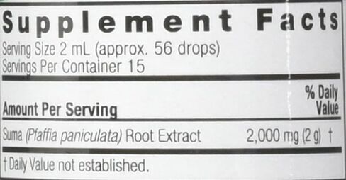 Nature's Answer Suma Root Pfaffia Paniculata Brazilian Ginseng | Promotes Overall Health & Well-Being | Gluten-Free, Alcohol-Free & Kosher Certified 1oz in Saudi Arabia