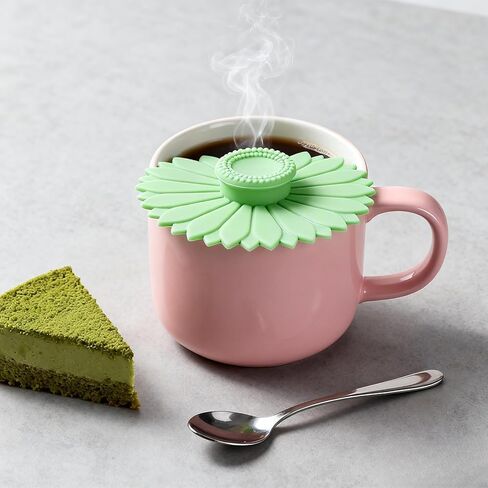 Reusable Silicone Cup Covers, Flexible Lids for Mugs and Tea Pots (Sunflower green) in Saudi Arabia