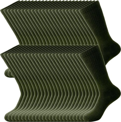 24 Pairs Men's Army Green Crew Socks Military Cotton Army Socks for Soldiers Firefighters Police Outdoor Sports in Saudi Arabia