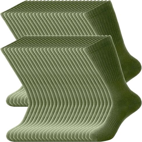 24 Pairs Men's Army Green Crew Socks Military Cotton Army Socks for Soldiers Firefighters Police Outdoor Sports in Saudi Arabia