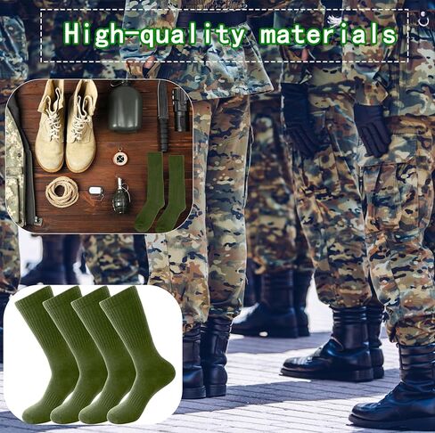 24 Pairs Men's Army Green Crew Socks Military Cotton Army Socks for Soldiers Firefighters Police Outdoor Sports in Saudi Arabia