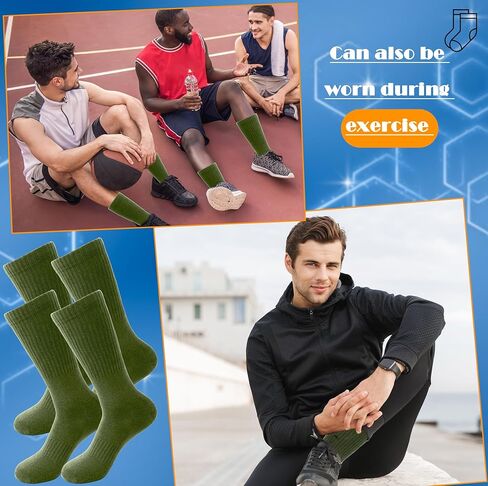 24 Pairs Men's Army Green Crew Socks Military Cotton Army Socks for Soldiers Firefighters Police Outdoor Sports in Saudi Arabia