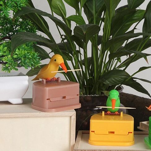 Woodpecker Toothpick Dispenser,Telescopic Toothpick Box for Home,Bird Toothpick Dispenser, Cute Little Bird Push-Type Automatic Toothpick Holder with a Toothpick Box, Kitchen Decoration in Saudi Arabia