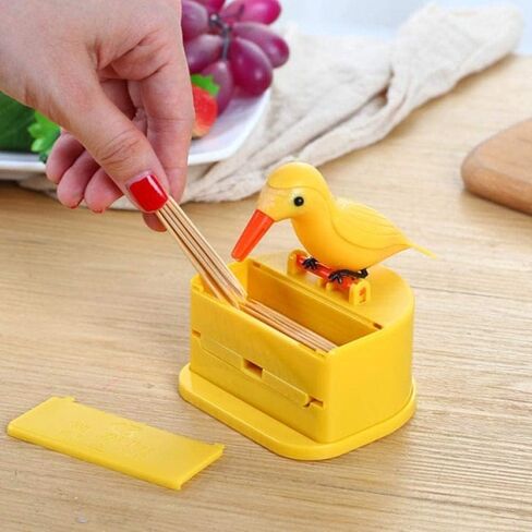 Woodpecker Toothpick Dispenser,Telescopic Toothpick Box for Home,Bird Toothpick Dispenser, Cute Little Bird Push-Type Automatic Toothpick Holder with a Toothpick Box, Kitchen Decoration in Saudi Arabia