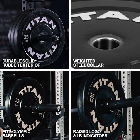 Titan Fitness 25 LB Pair Economy Series Black Olympic Bumper Plates, Durable Rubber Exterior with Steel Core, Weightlifting and Strength Training Weight Plate in Saudi Arabia