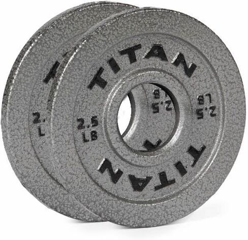Titan Fitnes Cast Iron Olympic Plates, Classic Weight Plate Design, Silver Hammer Finish in Saudi Arabia