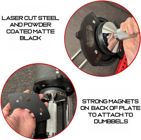 Micro Gainz 1.25LB Magnetic Weight Attachment for Snode Adjustable Dumbbells, Choose 4 or 8 Piece Magnetic Weight Plates, Ideal for Micro Loading Dumbbells, Made in USA in Saudi Arabia