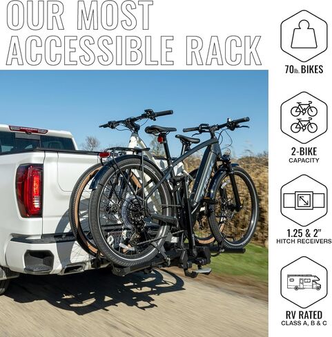 Saris Cycle-On Ebike Rack with Ramp & Wheels, Folds Flat - Hitch Mounted Bike Rack for 2 E Bikes 70 lb Each, Platform Electric Bike Carrier for Cars Trucks SUVs RVs, 1.25" & 2" Hitch Receiver in Saudi Arabia