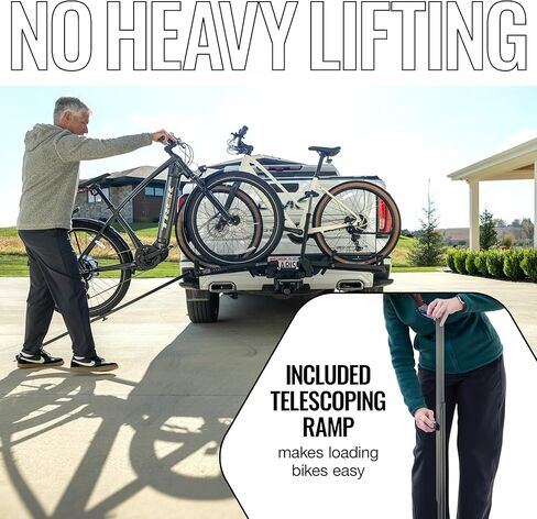 Saris Cycle-On Ebike Rack with Ramp & Wheels, Folds Flat - Hitch Mounted Bike Rack for 2 E Bikes 70 lb Each, Platform Electric Bike Carrier for Cars Trucks SUVs RVs, 1.25" & 2" Hitch Receiver in Saudi Arabia