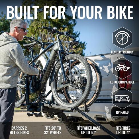 Saris Cycle-On Ebike Rack with Ramp & Wheels, Folds Flat - Hitch Mounted Bike Rack for 2 E Bikes 70 lb Each, Platform Electric Bike Carrier for Cars Trucks SUVs RVs, 1.25" & 2" Hitch Receiver in Saudi Arabia