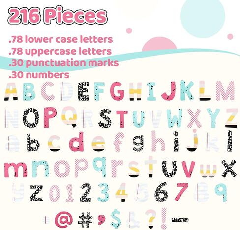 Ireer 216 PCS Moving Moving Moving Bulletin Bulletin Letters for Classroom 4 "Letters Combo Pack Pack مجموعة أرقام أبجدية لأرقام الرموز لفرقة ألواح الإعلانات للصفوف الفصول الدراسية غرفة نوم غرفة نوم. in Saudi Arabia