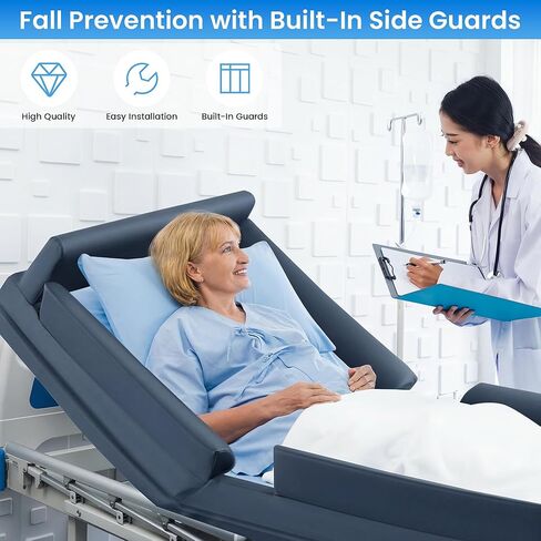 HOMBYS Waterproof Hospital Bed Mattress Cover with Built-in Side Guards, Mattress Protector with Fall Prevention Edge for Elderly Safety, Compatible with Standard 36"x76" Hospital Beds (Cover Only) in Saudi Arabia