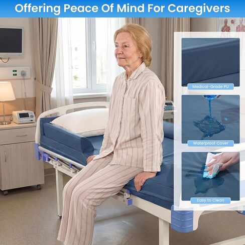 HOMBYS Waterproof Hospital Bed Mattress Cover with Built-in Side Guards, Mattress Protector with Fall Prevention Edge for Elderly Safety, Compatible with Standard 36"x76" Hospital Beds (Cover Only) in Saudi Arabia