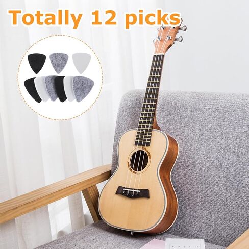 12 PCS Felt Picks for Guitar, 1.2 Inch Felt Heart Shape Pick Multi Color Pick Plectrums Thin Guitar Custom Guitars Picks Ukulele Accessories for Ukulele Bass Acoustic Electric Guitars in Saudi Arabia