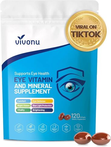VivoNu 120pcs Lutein Eye Vitamins Supplement for Macular Health and Dry Eye, Contains Lutein, Zinc, Vitamins C/E & Zeaxanthin to Support Eye Health (120pcs) in Kuwait