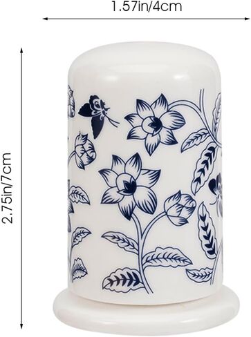 iplusmile Ceramic Toothpick Holder with Lid, Blue and White Porcelain Toothpick Dispenser, Vintage Chinoiserie Cotton Swab Jar for Home Kitchen, Restaurant, Bathroom Decor, 2.75" Small Tooth Pick Case in Saudi Arabia