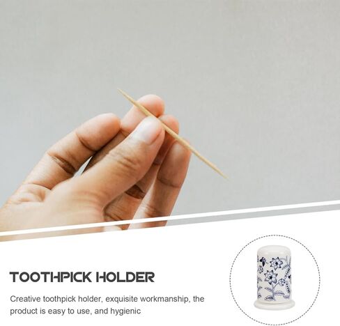iplusmile Ceramic Toothpick Holder with Lid, Blue and White Porcelain Toothpick Dispenser, Vintage Chinoiserie Cotton Swab Jar for Home Kitchen, Restaurant, Bathroom Decor, 2.75" Small Tooth Pick Case in Saudi Arabia