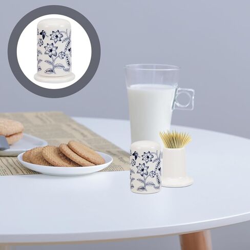 iplusmile Ceramic Toothpick Holder with Lid, Blue and White Porcelain Toothpick Dispenser, Vintage Chinoiserie Cotton Swab Jar for Home Kitchen, Restaurant, Bathroom Decor, 2.75" Small Tooth Pick Case in Saudi Arabia