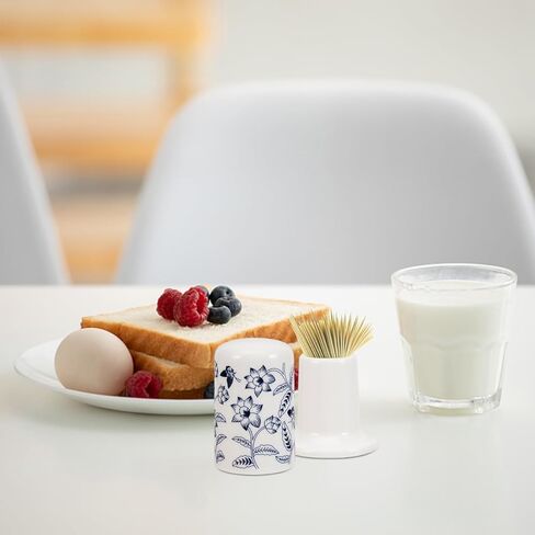 iplusmile Ceramic Toothpick Holder with Lid, Blue and White Porcelain Toothpick Dispenser, Vintage Chinoiserie Cotton Swab Jar for Home Kitchen, Restaurant, Bathroom Decor, 2.75" Small Tooth Pick Case in Saudi Arabia