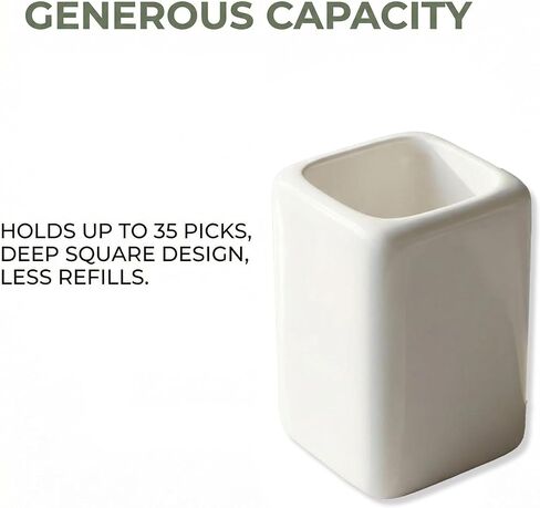 Toothpick Holder White Ceramic Decorative Tooth Pick Mini Dispenser Container for Toothpicks Easy to Clean Simple Elegant Design for Home Kitchen Dining Party in Kuwait