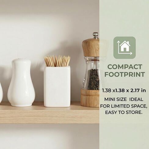 Toothpick Holder White Ceramic Decorative Tooth Pick Mini Dispenser Container for Toothpicks Easy to Clean Simple Elegant Design for Home Kitchen Dining Party in Kuwait