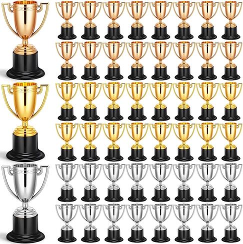 60 Pcs Mini Trophies Bulk 4 Inch Gold Silver Bronze Small Trophy Cups Set Plastic Award Trophy Cups for Party Favors Sports Rewards Winning Prizes Ceremony Competition in Saudi Arabia