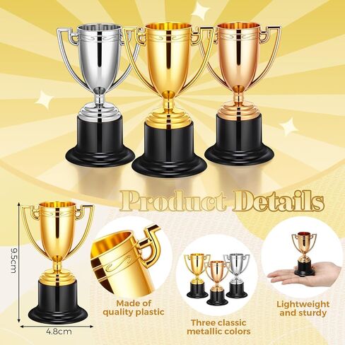 60 Pcs Mini Trophies Bulk 4 Inch Gold Silver Bronze Small Trophy Cups Set Plastic Award Trophy Cups for Party Favors Sports Rewards Winning Prizes Ceremony Competition in Saudi Arabia