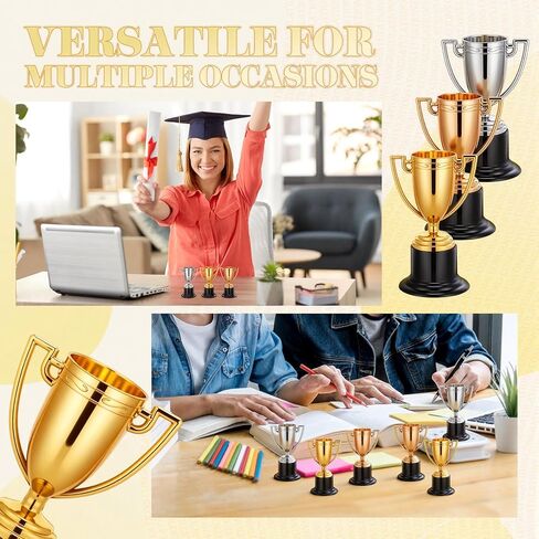 60 Pcs Mini Trophies Bulk 4 Inch Gold Silver Bronze Small Trophy Cups Set Plastic Award Trophy Cups for Party Favors Sports Rewards Winning Prizes Ceremony Competition in Saudi Arabia